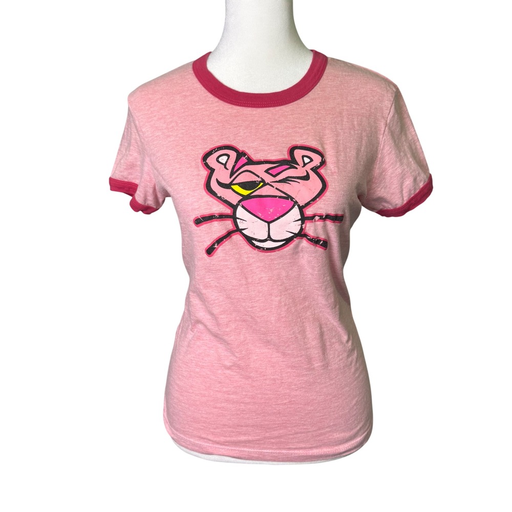 Vintage Y2K Pink Panther Baby Tee Pink Women's Size Large